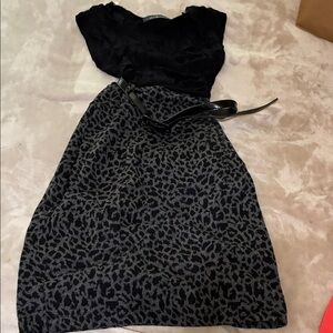 Elegant Black and Gray Leopard Print Dress